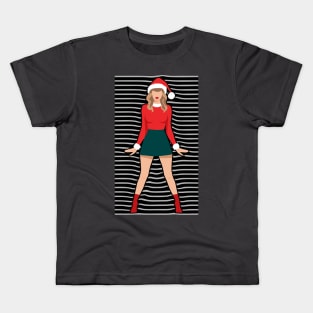 A Girl Wearing Christmas Wardrobe Fashionable Style Kids T-Shirt